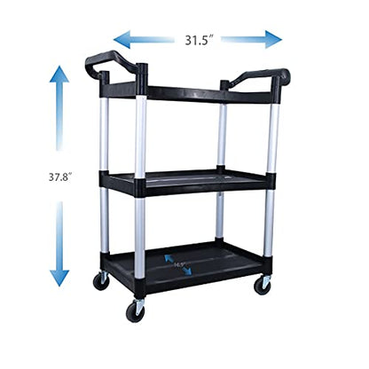 Abacad Plastic Utility Cart with Wheels Lockable, Heavy Duty Restaurant Cart, Service Cart for/Home/Office/Warehouse/Kitchen/Workshop,390 Lbs,2 - WoodArtSupply