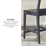 Walker Edison 2-Piece Boho Rattan Back Solid Wood Counter Stool, Set of 2, Black Walker Edison