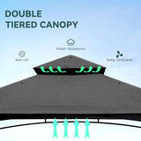 Grill Gazebo 8'x 5' Outdoor Grill Canopy BBQ Gazebo w/Air Vent, Barbecue Gazebo Canopy with 7 Hook Tools for Patio Backyard Barbecue Picnic, Black FUNG YARD