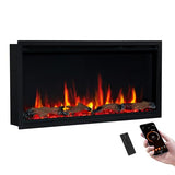 PuraFlame Herman 36 Inch Smart Linear Electric Fireplace - Premium Flame with 9 Colors, Clean Design, Recessed in-Wall or Wall-Mount or Free Standing, Compatible with Alexa and Google Assistant PuraFlame
