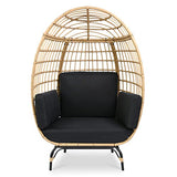 Jovial Wicker Rattan Egg Chair,Indoor Outdoor Black Sofa Chair for Patio Backyard and Living Room with 4 Cushions and Powder Coated Steel Frame,Woven Texture Contemporary Ribbed Back Design SereneLife