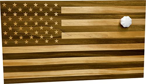 American Flag Concealed Gun Cabinet, Hidden Gun Storage American Flag (Natural) - WoodArtSupply