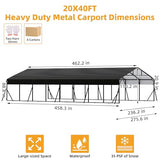 20x40 ft Metal Carport Kits with Galvanized Steel Roof, Heavy Duty Metal Roof Carport with Enhanced Base, TallMetal Carports Kits Garage for Tractors, Pickup, Boat, Car GarveeLife