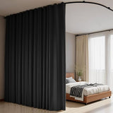 Room Divider Curtains Flexible Ceiling Tracks Set Curtain Track Ceiling Mount Blackout Curtain for Living Room Bedroom Ceiling Curtain Rod Privacy Dividers Panels W100 x H84 Black Drape & Black Rail hoeflife
