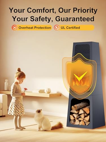 Uthfy 47IN Electric Fireplace Heater for Indoor Use, Fake Corner Electric Fireplace with 2 Modes,3D Flame Effect, Overheat Protection, Large Room Space Heater for Bedroom, Livingroom, Office, Garage Uthfy