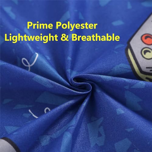 SDIII 4PCS Blue Gamer Sheets Set Twin, Soft Microfiber Gaming Bed Sheet, Games Console Twin Sheets Set for Boys Girls Kids and Teens All Season SDIII