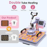 Seeutek 5 in 1 Heat Press Machine 15x15 Inch, Swing Away Sublimation Heat Transfer Press with 20oz & 30oz Tumbler Attachments for T-Shirts, Mugs, Hats & Plates, Lavender Seeutek