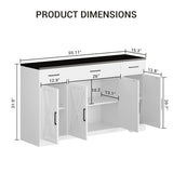 Garvee 55 in Large Buffet Sideboard Cabinet with Storage 4 Doors and 3 Drawers Kitchen Storage Cabinet Coffee Bar Buffet Table for Dining Room, Living Room, Adjustable Shelf Garvee
