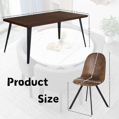 Homy Casa 5-Piece Conference Table Set with Swivel Office Chairs, Mid-Century Modern Meeting Table & Upholstered Seats, Collaborative Workstation for Office, Studio, or Small Team Spaces, Brown Homy Casa
