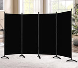 Room Divider-Folding Privacy Screens, 6 ft Partition Room Dividers Wall for Separation, Home, Office, Classroom, Studio (Black, 4 Panel) Grezone