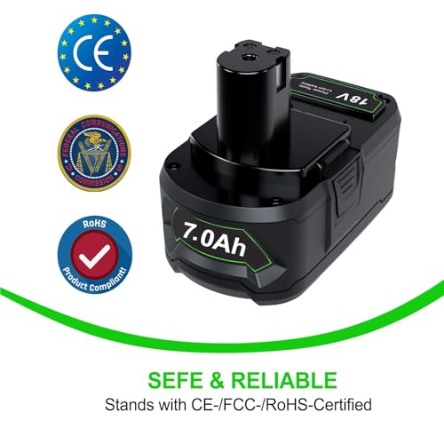 TURPOW 2Pack 7.0Ah Replacement for Ryobi 18V Lithium Battery Compatible with Ryobi 18 Volt ONE+ Plus P107 P108 P102 P103 P104 P105 P109 P122 Cordless Tools TURPOW