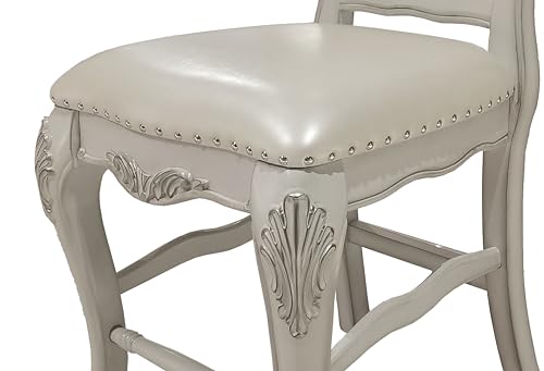 ACME Furniture Dresden 47" Faux Leather Counter Chairs in Bone White (Set of 2) - WoodArtSupply