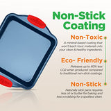 NutriChef 10-Piece Nonstick Bakeware Set - Premium Carbon Steel Baking Pans w/Silicone Handles - Includes Pizza Tray, 12 & 24 Cup Muffin Pans, Cookie Sheets, Round & Square Pans, Loaf Pan - Blue NutriChef