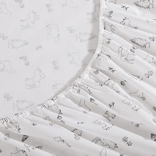 Eddie Bauer Home | Percale Collection Sheet Set-100% Cotton, Crisp & Cool, Lightweight & Moisture-Wicking Bedding, Queen, Animal Tracks Eddie Bauer