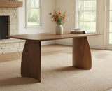 ROCITY 70 Inch Large Dining Table for 6-8 People, Solid Wood Kitchen Table with Curved Wooden Legs, Mid Century Modern Rectangular Long Dinner Table for Dining Room, Walnut ROCITY