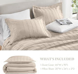 Madison Park Essentials Striped Duvet Cover Set Twin/Twin XL, Modern Minimalist Bedding Set with Premium Jacquard Stripe, 2 Pieces Duvet Cover Reversible with Zipper Closure & Corner Ties,Neutral Madison Park Essentials