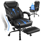 amseatec Office Chair, Big and Tall Office Chair with Foot Rest Ergonomic Chair for Home Desk, Reclining High Back Leather Chairs with Lumbar Support(Black) amseatec