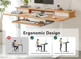 FEZIBO 48×24 Inchs, Adjustable Standing Desk - Whole-Piece Design with Drawers, Keyboard Tray & Storage Shelf, Light Rustic Top FEZIBO