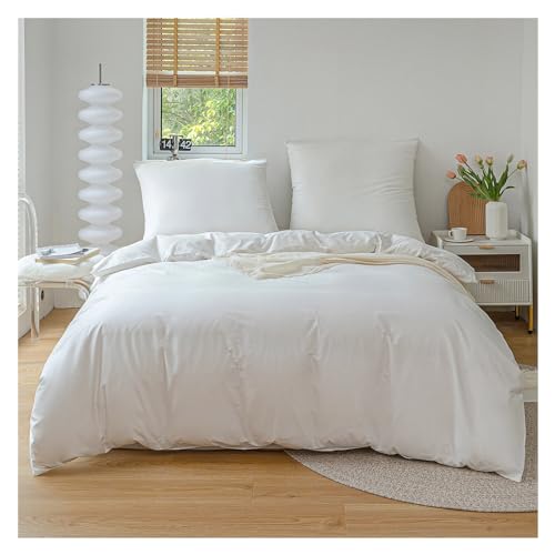 YUSIWOAL 3Pcs Cotton Duvet Cover Set, Double Single King Queen Cotton Bedding Quilt Cover Set,Summer Duvet Cover sets(Bianco,200x220cm (3Pcs Set)) YUSIWOAL