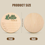 Baby Announcement Sign, 5.9 Inch Wooden Hello World Newborn Welcome Sign Birth Baby Name Plaques for Photo Props Baby Shower Hospital Nursery(Green) NQEUEPN