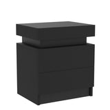 HOMMPA LED Nightstand Black Nightstand with Led Lights Modern Night Stand with 2 High Gloss Drawers Led Bedside Table Smart Nightstand for Bedroom 20.5” Tall HOMMPA