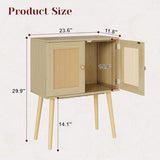 Sideboard Buffet Kitchen Storage Cabinet , Small Coffee Bar Cabinet with Rattan Doors and Tall Solid Wood Legs, Boho Accent Media Console Credenza Cabinet for Entryway,Living Room,Kitchen, Small Space Cidaziya