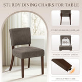 COLAMY Mid Century Modern Dining Chairs Set of 4, Upholstered Kitchen Chairs with Back, Farmhouse Fabric Side Dining Room Chairs with Wood Legs for Dining Room Kitchen Restaurant, Brown COLAMY