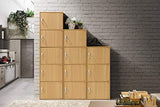 HODEDAH 3 Door Bookcase Cabinet, Beech Hodedah