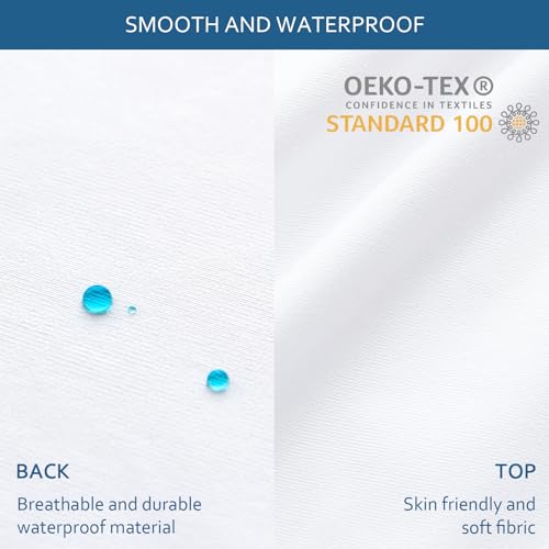 Waterproof Mattress Protector Twin Size,Mattress Cover Protector, Smooth Top Mattress Protector for Kids, Breathable Skin Friendly and Noiseless Fitted Sheet,Twin Size,Polyester Moonsea