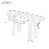 Aiuyesuo Rustic Minimalist Console Table with Hidden Drawer, Wood Entryway Table with Side Power Outlet for Entryway, Living Room and Home Office (Black-X210) Aiuyesuo