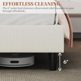 Yaheetech Full Size Bed Frame with Adjustable Headboard, Chenille Fabric Upholstered Headboard/Platform Bed, Full Bed Frame No Box Spring Needed/Wood Slats Support/Easy Assembly/Beige Yaheetech