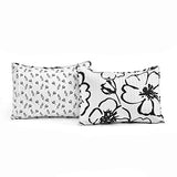 Lush Decor Scandinavian Floral Quilt Queen Size Reversible 3 Piece Set Full/Queen Black & White - Floral Bedding Set Queen Quilt - White Bedding Lush Decor