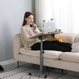 LINGMI Laptop Table Mobile Adjustable Height Portable Desk Notebook Swivel PC Computer Rolling Desk with Wheels, Laptop Stand for Couch Bedside Hospital Bed Table LINGMI