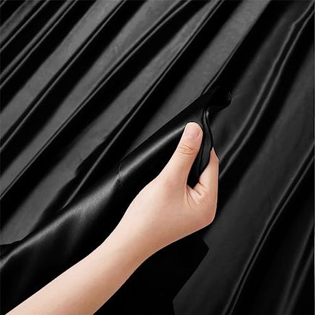 Ersmak Satin Flat Sheet Only, Single Flat Sheet Full, Luxury & Ultra Soft Silky Bedding Top Sheet for Full Mattress - Black Ersmak