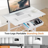 COMHOMA Small Standing Desk Adjustable Height Small Computer Desk Mobile Portable Rolling Laptop Table with Wheels 32" Computer Workstation Sit Stand Desks Portable Standing Table Treadmill desks COMHOMA