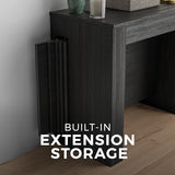 Mobili Fiver, Easy, Extendable Console Table with Extension Leaves Holder, 17.7(120.1) x35.4 in, Ashwood Black, Made in Italy Mobili Fiver