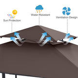 Grill Gazebo Canopy Replacement - ABCCANOPY 5x8 Double Tiered BBQ Canopy Top Cover, Outdoor Grill Tent Roof for #L-GG001PST-F (Brown) ABCCANOPY