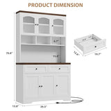 Garvee 71" Pantry Cabinet with Charging Station, Tall Kitchen Pantry Storage Cabinet with Microwave Stand, Farmhouse Kitchen Hutch with Storage Drawers for Living Room, Dining Room, White Garvee