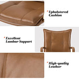 HULALA HOME Faux Leather Home Office Desk Chair, Adjustable Swivel Computer Chair with Golden Legs and Arms, Comfy Upholstered Task Chair,Camel HULALA HOME