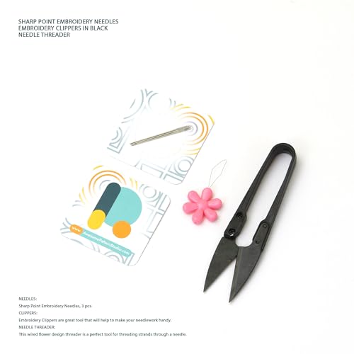 AWESOME PATTERN STUDIO Dragonfly EM080 - DIY Embroidery Kit Prime. Set of Threads, Needles, Stamped Cloth, Needle Threader, Embroidery Clippers and Printed Color Pattern Inside.