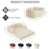 HouseMila 59" Boneless Couch,4-in-1 Futon Sofa Bed Modular Loveseat Sleeper Folding Compressed Couch with Pillows,No Assembly Required Convertible Sofa Bed for Living Room Bedroom Guest Room,Beige HouseMila