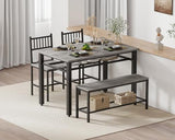 GarveeHome Modern Dining Table Set for 4, Kitchen Table for 4 with Chairs &Storage Bench,47 "Rectangular Dining Room Set with Bench,4 Piece Kitchen Table Set for Small Space/Apartment(Gray) GarveeHome