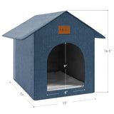 Outdoor Cat House, Outdoor Cat Shelter Feral Cat, Outside Waterproof Cat House for Outdoor/Indoor Cats, Insulated Cat House for Winter with Cozy Cushion, Easy to Assemble, Navy Blue Siedihit