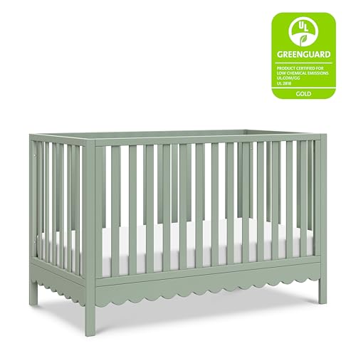 DaVinci Sammy Scallop 4-in-1 Convertible Crib in Light Sage, GREENGUARD Gold Certified DaVinci