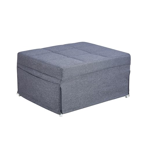 Cozy Gray Folding Ottoman Bed with Adjustable Backrest - Chic Futon Couch That Converts to Sofa Bed for Apartments and Compact Living Areas! QUAOPEFURN