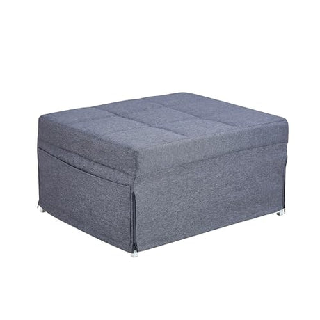 Cozy Gray Folding Ottoman Bed with Adjustable Backrest - Chic Futon Couch That Converts to Sofa Bed for Apartments and Compact Living Areas! QUAOPEFURN
