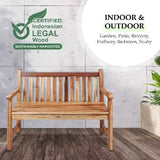 EcoDecors Hampstead Heath Outdoor Bench Teak Wood Garden Bench Patio Bench with Armrests and Backrest, Yard Benches for Indoor and Outdoors- Natural Teak EcoDecors