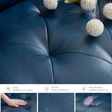 TYBOATLE 62" W Leather Loveseat w/ 2 USB and 2 Cupholders, Mid-Century Modern Tufted Small Love Seat Couches for Office, Living Room, Bedroom, Dorm (1, Blue) TYBOATLE