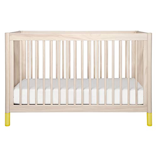 Babyletto Gelato 4-in-1 Convertible Crib with Toddler Bed Conversion in Washed Natural and White, Greenguard Gold Certified babyletto