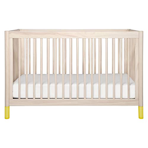 Babyletto Gelato 4-in-1 Convertible Crib with Toddler Bed Conversion in Washed Natural and White, Greenguard Gold Certified - WoodArtSupply